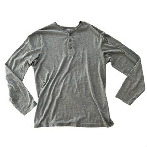 Men's Henley Long Sleeve Tee in Grey
